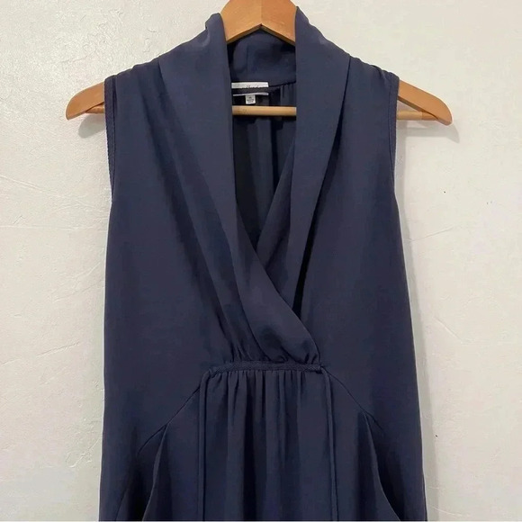 Aritzia‎ Wilfred Sabine Dress Faux-wrap  Mini Dress with pockets in Navy Sz XS - Picture 4 of 11